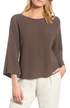 Women's Eileen Fisher Organic Cotton Blend Sweater, Size - Grey