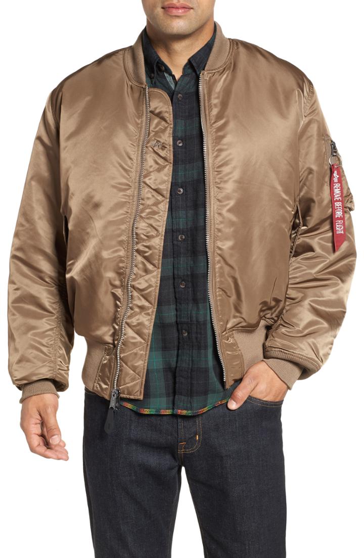 Men's Alpha Industries Reversible Flight Jacket, Size - Brown