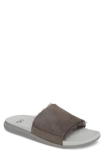 Men's Ugg Xavier Tf Genuine Shearling Slide Sandal M - Grey