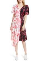 Women's Lewit Double Print Floral Stretch Silk Dress - Ivory