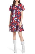 Women's Halogen Short Sleeve Ruffle Hem Dress - Red