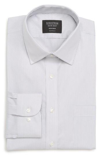 Men's Nordstrom Men's Shop Traditional Fit Non-iron Stripe Dress Shirt .5 32/33 - Blue