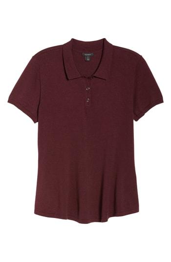 Women's Halogen Peplum Polo Sweater, Size - Burgundy