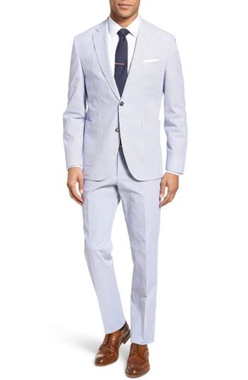 Men's Boss Janon/lenon Trim Fit Stretch Cotton Seersucker Suit