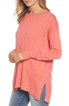 Women's Caslon Zip Back High/low Tunic Sweater, Size - Coral