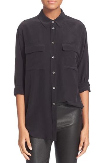 Women's Equipment 'signature' Silk Shirt - Black