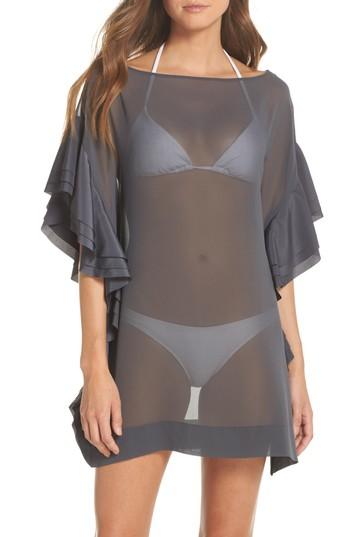 Women's Ted Baker London Ruffle Square Cover-up Dress - Grey