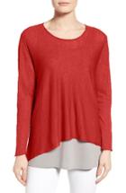 Women's Eileen Fisher Organic Linen Blend Swing Sweater - Red