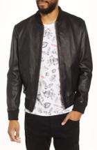 Men's The Kooples Regular Fit Leather Bomber Jacket - Black