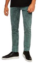 Men's Topman Acid Wash Stretch Skinny Jeans 34 - Blue/green