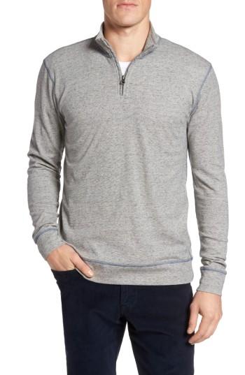 Men's Vintage 1946 Flat Back Rib Quarter Zip Pullover - Grey