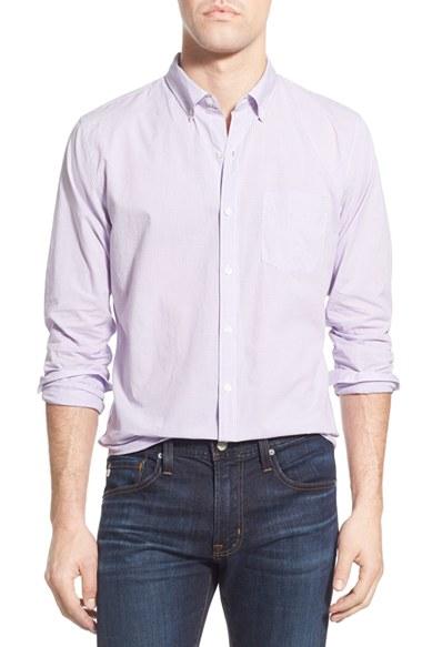 Men's Bonobos 'bondi' Slim Fit Gingham Sport Shirt - Purple