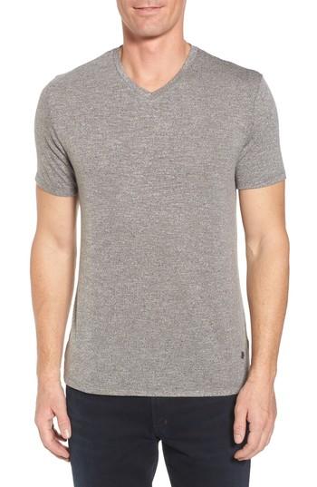 Men's Stone Rose Flame Slubbed V-neck T-shirt (m) - Grey