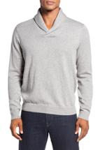 Men's Nordstrom Men's Shop Cotton & Cashmere Shawl Collar Sweater - Grey