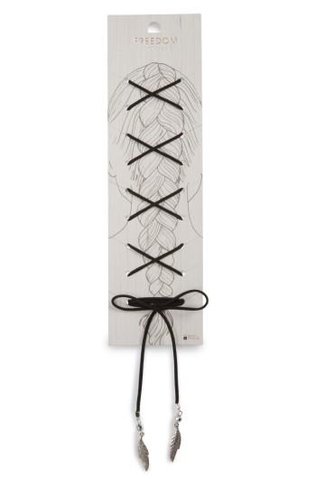 Topshop Feather Charm Hair Wrap, Size - Metallic