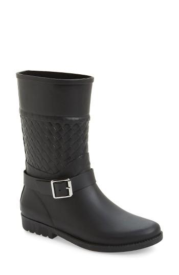 Women's Dav Weston Waterproof Woven Shaft Rain Boot M - Black