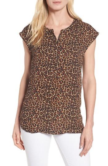 Women's Chaus Leopard Print Split Neck Blouse