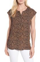 Women's Chaus Leopard Print Split Neck Blouse