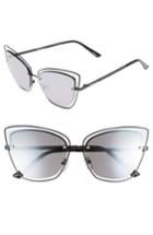 Women's Circus By Sam Edelman Satellite 55mm Cat Eye Sunglasses - Black/ Silver