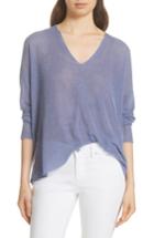 Women's Eileen Fisher Boxy Cotton Blend Sweater, Size - Purple