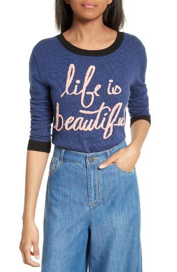Women's Alice + Olivia Eleni Embroidered Sweater - Blue