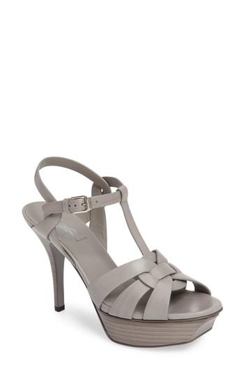 Women's Saint Laurent Tribute T-strap Sandal Us / 37eu - Grey