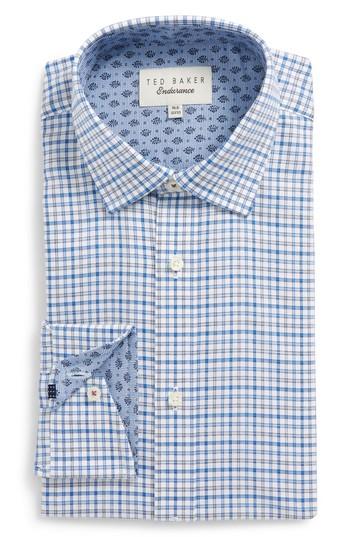 Men's Ted Baker London Welsh Trim Fit Check Dress Shirt 32/33 - Blue