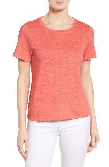 Women's Eileen Fisher Organic Linen Tee, Size - Pink