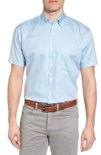 Men's Peter Millar Crown Classic Fit Microcheck Sport Shirt - Blue