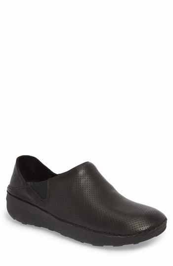 Men's Fitflop(tm) Superloafer Perforated Slip-on Sneaker M - Black