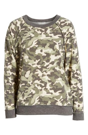 Women's Caslon Floral Print Sweatshirt, Size - Green