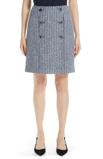 Women's St. John Collection Contrast Geometric Knit Sailor Skirt - Grey