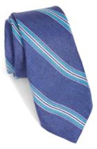 Men's Ted Baker London Stripe Linen & Silk Tie, Size - Blue