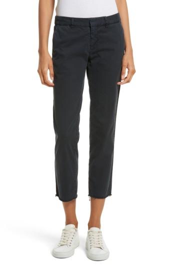 Women's Nili Lotan East Hampton Stretch Cotton Twill Crop Pants - Blue