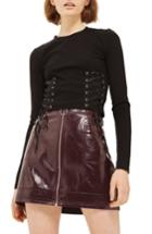 Women's Topshop Lace-up Crop Top Us (fits Like 0-2) - Black