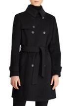 Women's Lauren Ralph Lauren Wool Blend Trench Coat - Black