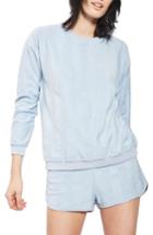 Women's Topshop Towel Stripe Lounge Sweatshirt Us (fits Like 0) - Blue