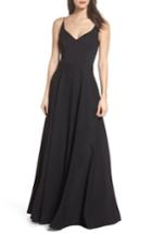Women's Hayley Paige Occasions Cutout Crepe A-line Gown - Black