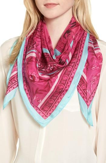 Women's Nordstrom Print Square Silk Scarf, Size - Pink