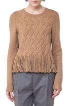 Women's Akris Punto Fringe Cable Knit Wool Blend Pullover