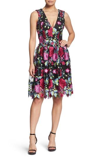 Women's Dress The Population Rita Plunge Neck Lace Dress - Pink