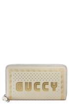 Women's Gucci Guccy Logo Moon & Stars Leather Zip Wallet - White