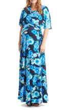 Women's Everly Grey Asa Maternity/nursing Maxi Wrap Dress - Blue/green