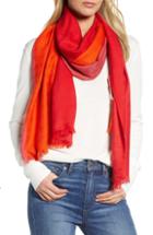 Women's Tory Burch Colorblock Traveler Wool & Silk Scarf, Size - Red