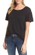 Women's Caslon Pleat Sleeve Cotton Tee - Black