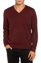 Men's Lacoste Cotton Jersey V-neck Sweater (xl) - Red