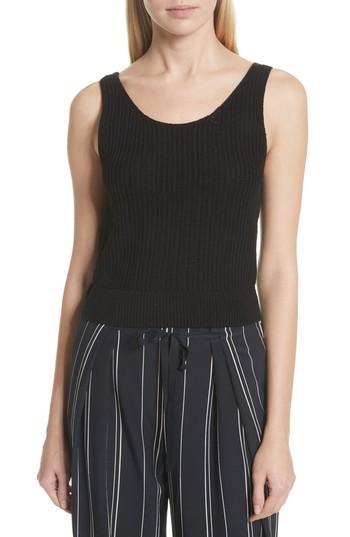 Women's Vince Crossover Back Tank Sweater - Black