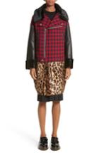 Women's Junya Watanabe Buffalo Check Moto Jacket With Faux Fur Trim