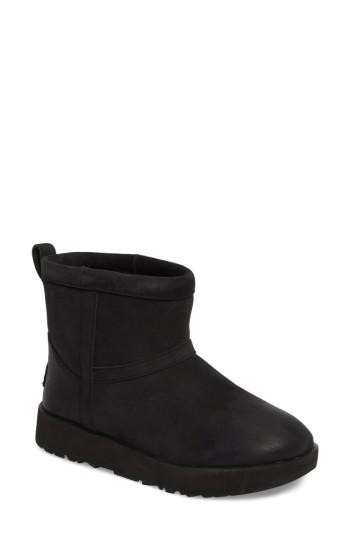 Women's Ugg Classic Mini Genuine Shearling Lined Waterproof Boot M - Black
