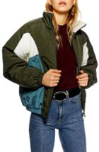 Women's Topshop Borg Windbreaker Jacket - Green